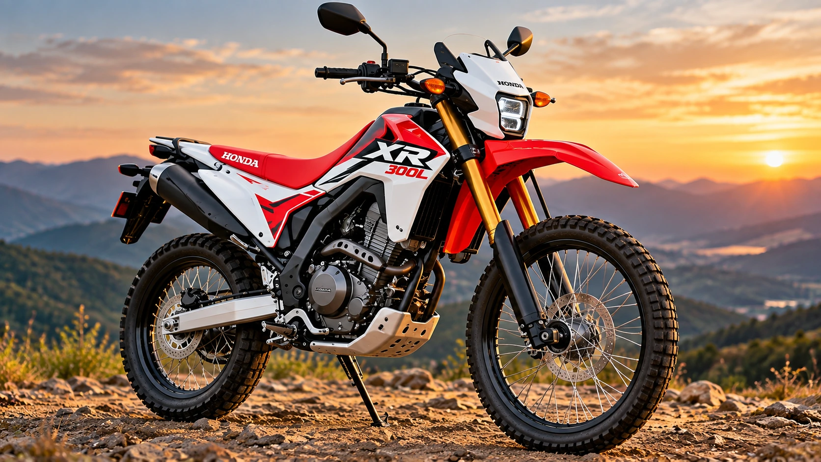 Honda XR300L at Sunset