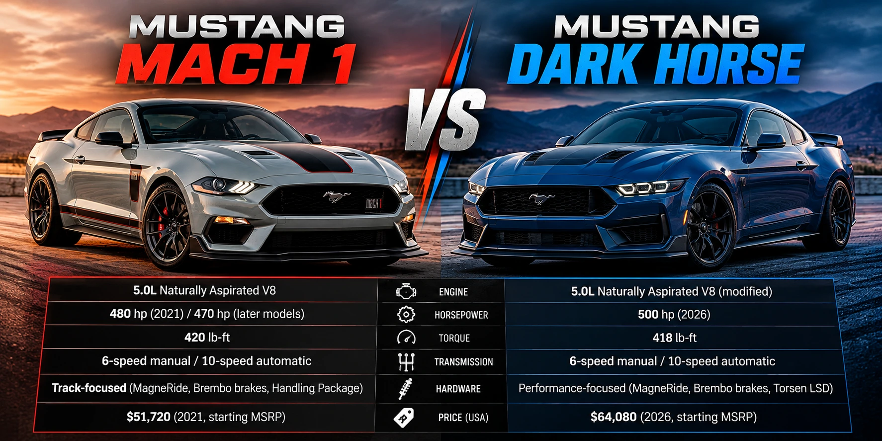 Mustang Mach 1 vs Dark Horse