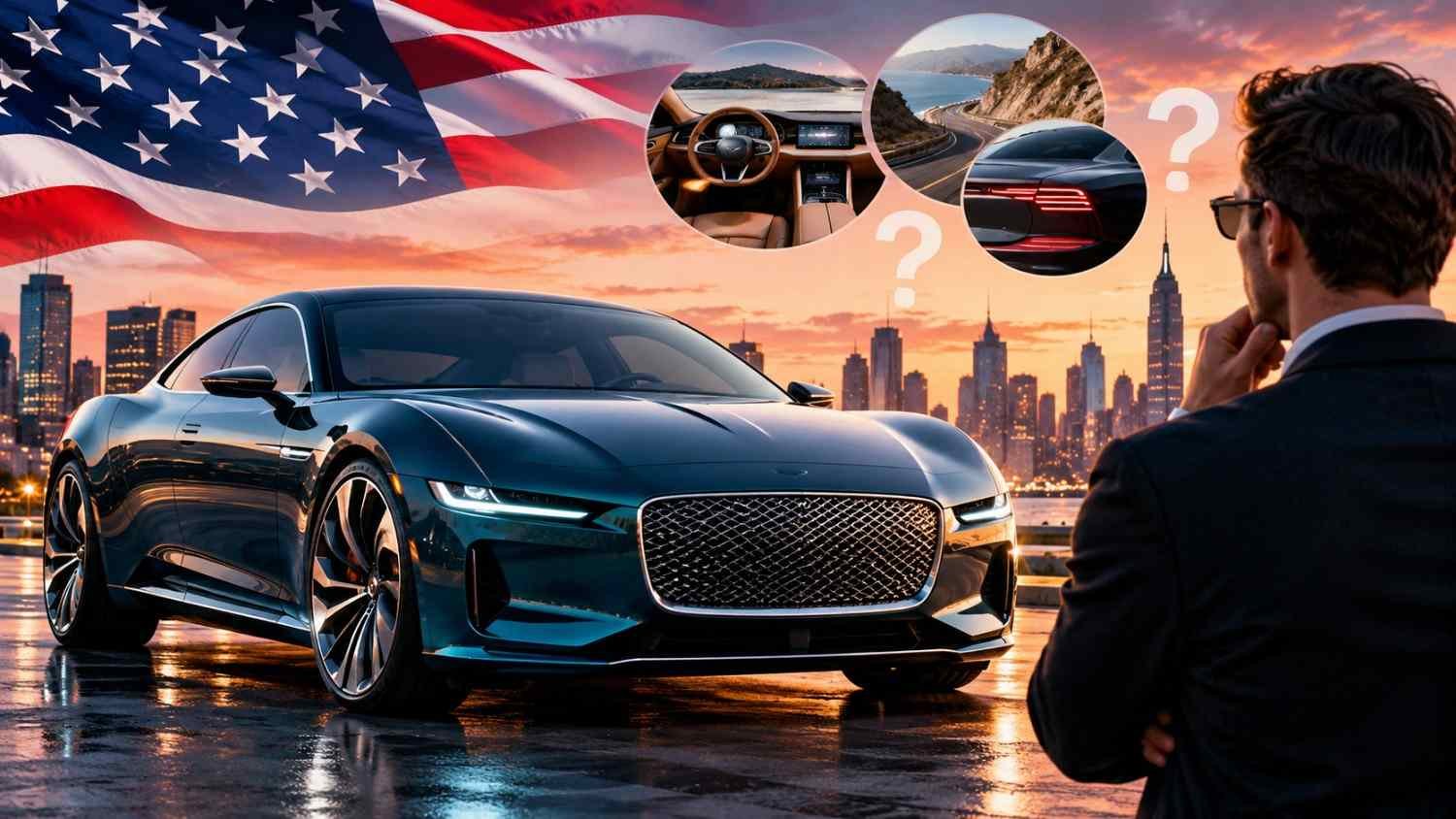 Jaguar luxury car competing for American luxury car buyers in the US market