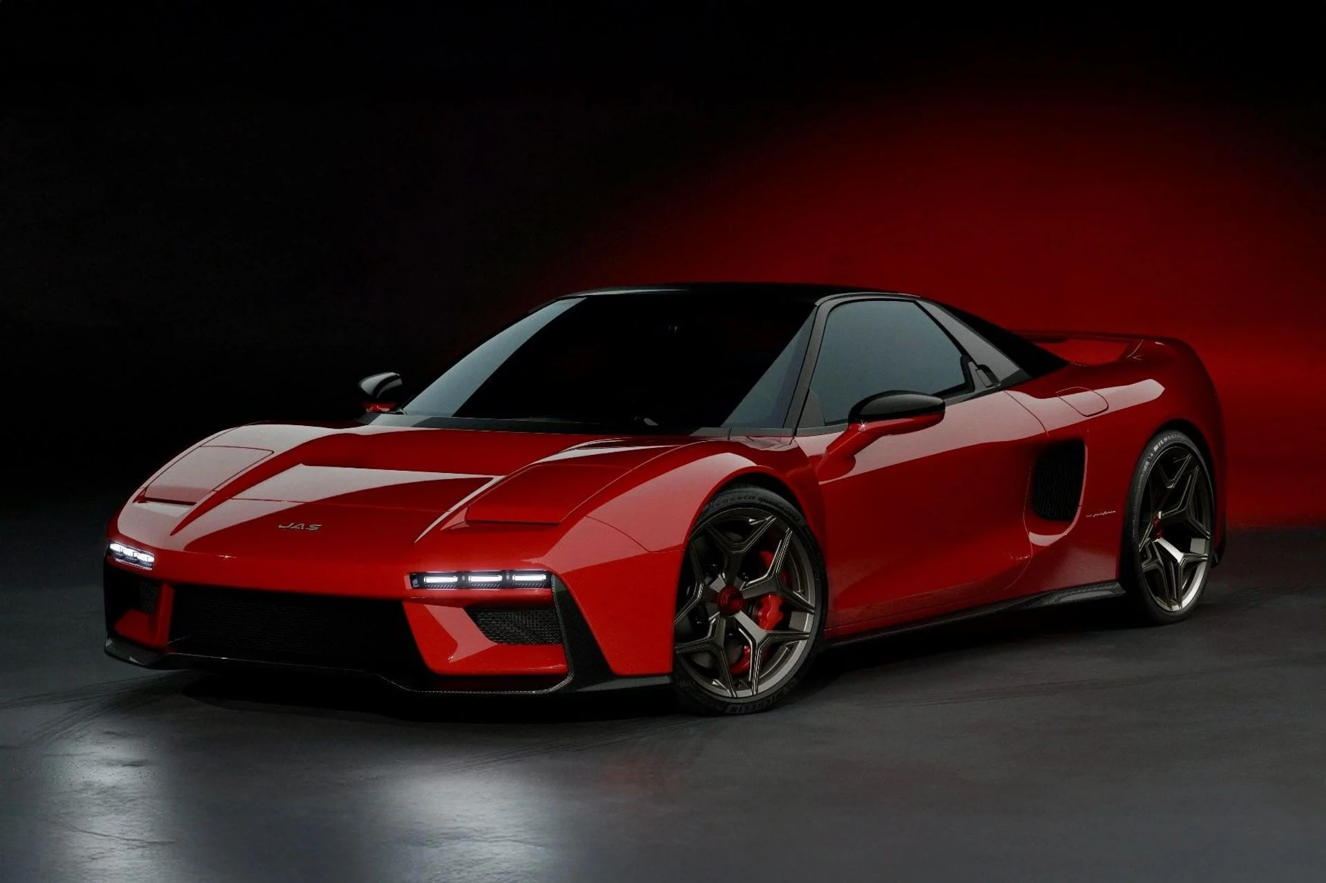 JAS Tensei sports car with redesigned Honda NSX styling and carbon-fiber bodywork.